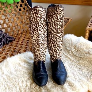 Vintage Specchio Cheetah Print Cow Hair Leather Italian Boots | Sz 9 | Slouch …